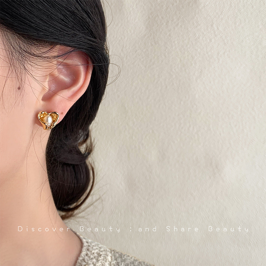 Geometric Ear Personality Simple Natural Pearl Earrings