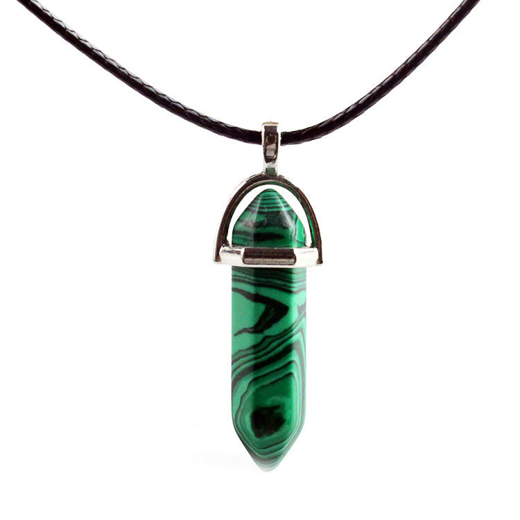 Natural Stone Hexagon Prism Fashion Crystal Necklaces