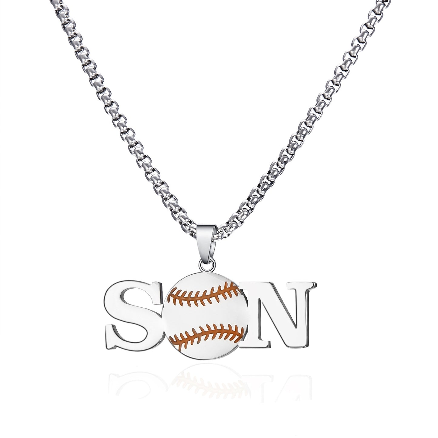 Women's & Men's Creative Baseball Letter Stainless Steel Hip Hop Necklaces