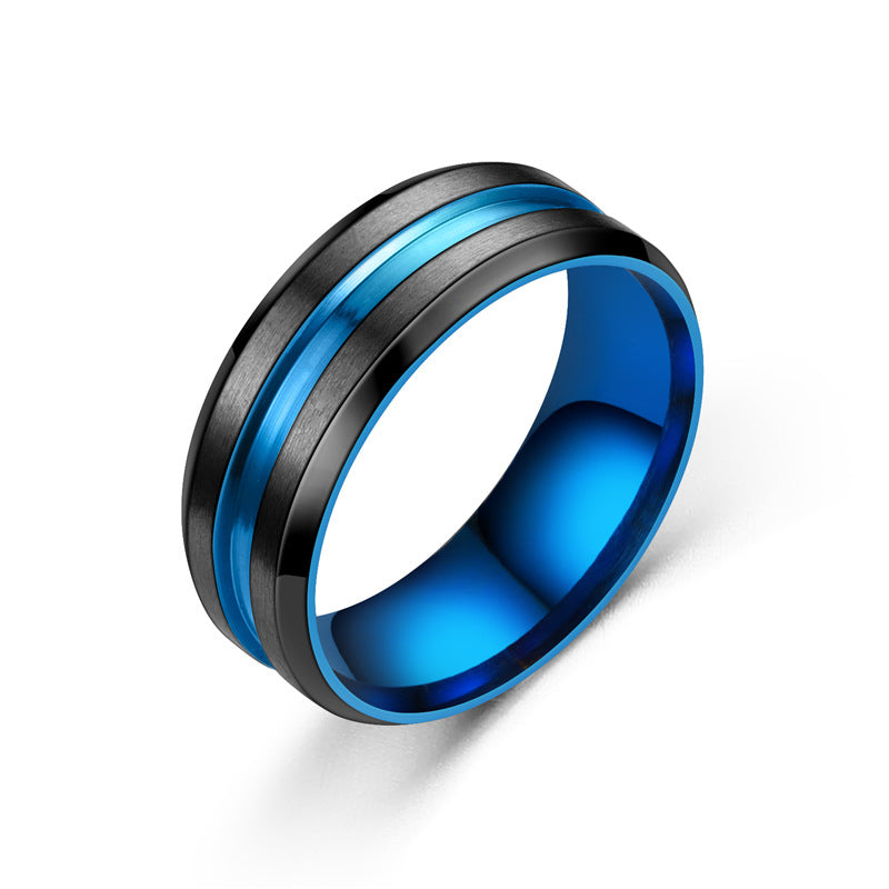 Men's Lucky Jewelry Titanium Steel Personality Bevel Slotted Color Rings
