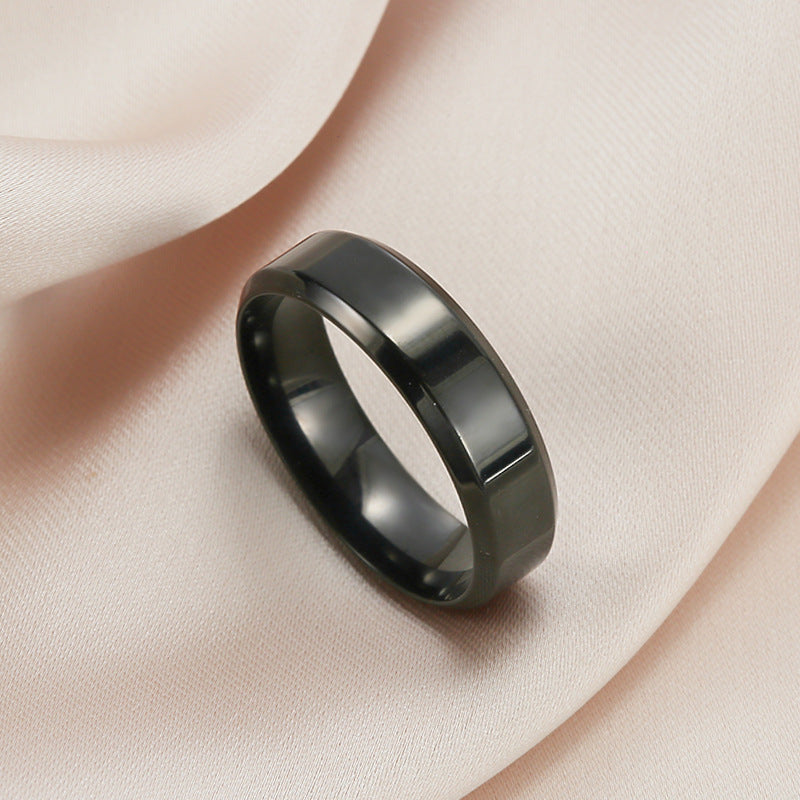 Steel Oblique Trimming Glossy Solid Color Plain Circle Rings