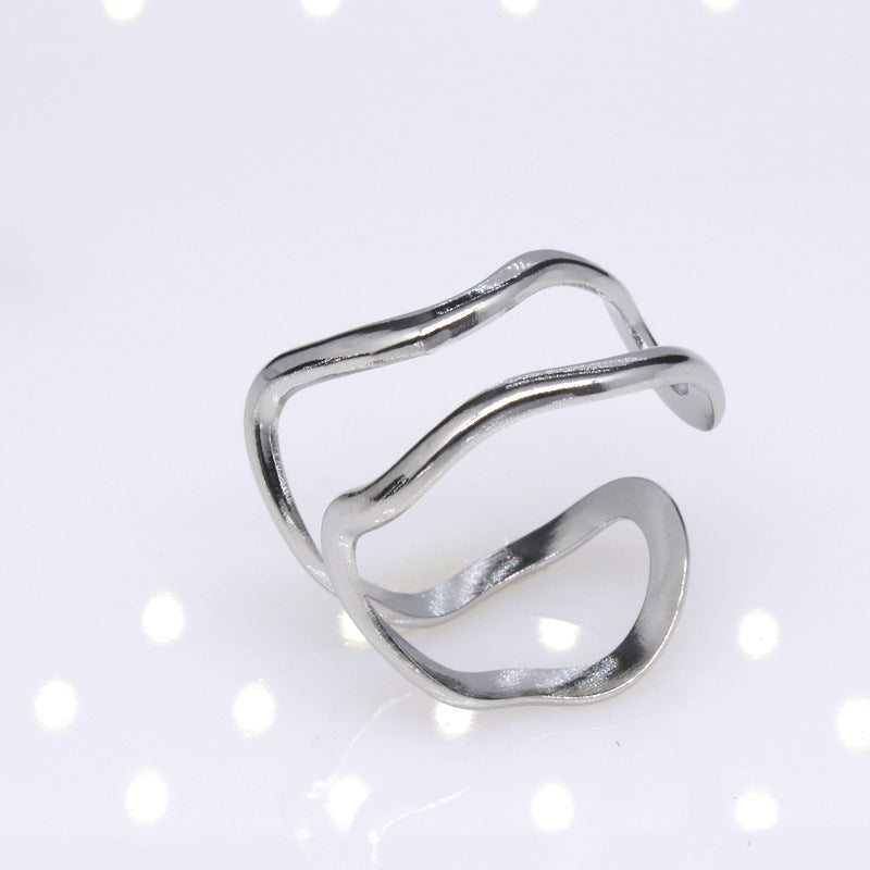 Women's & Men's Open Stainless Steel Type Adjustable Geometric Rings