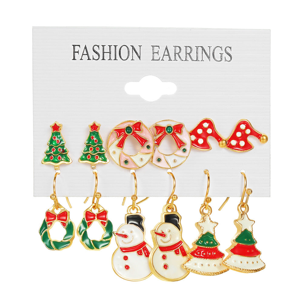 Women's Series Snowflake Bell Combination Suit Cartoon Dripping Earrings