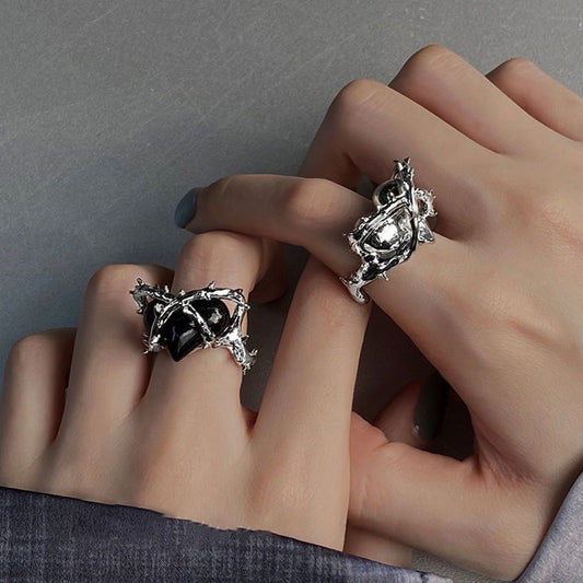 Heart Metal Thorns Love Heart-shaped Irregular Design Open Rings