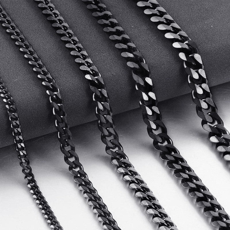 Men's Gold Sier Black Stainless Steel Six-sided Necklaces