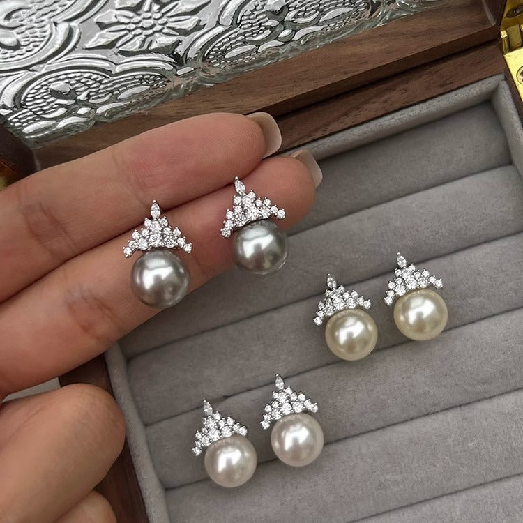Queen Sterling Sier Strong Light Pearl Luxury High Earrings