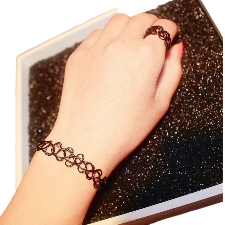 Hollow Tattoo Woven Fishing Line Elastic Mixed Collar