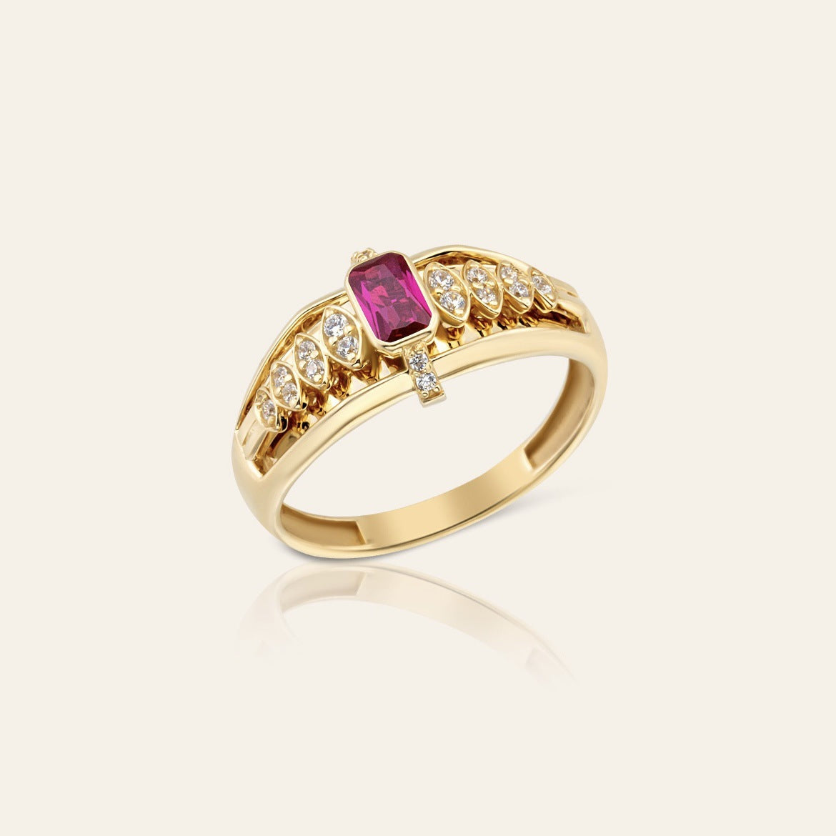Women's Alloy Inlaid Red Sapphire Fashion Wedding Rings