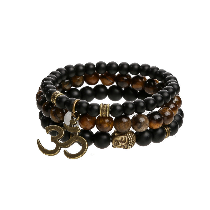 Men's Tigereye Obsidian Buddha Head Lotus Suit Bracelets