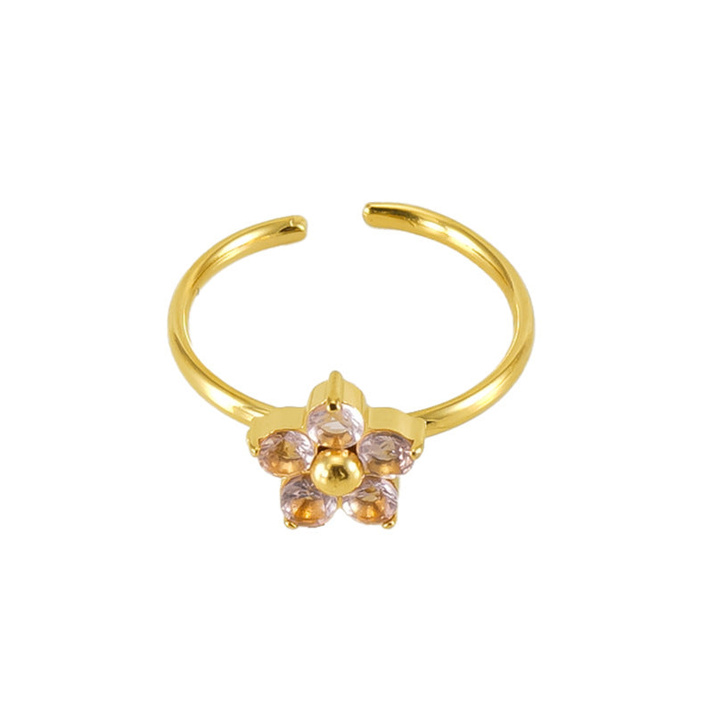French Style Stainless Steel Colorful Heart-shaped Rings