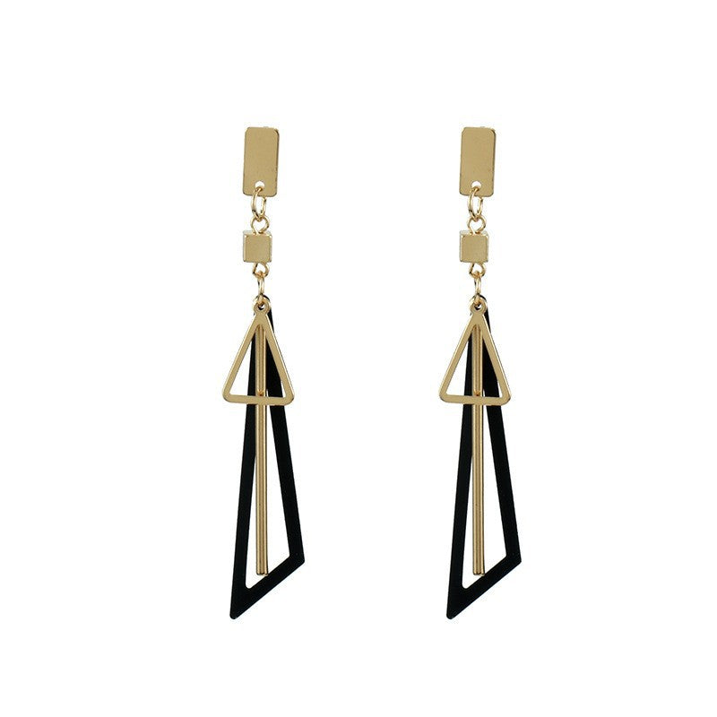 Graceful Geometric Long Triangle Hollow Tassel Earrings
