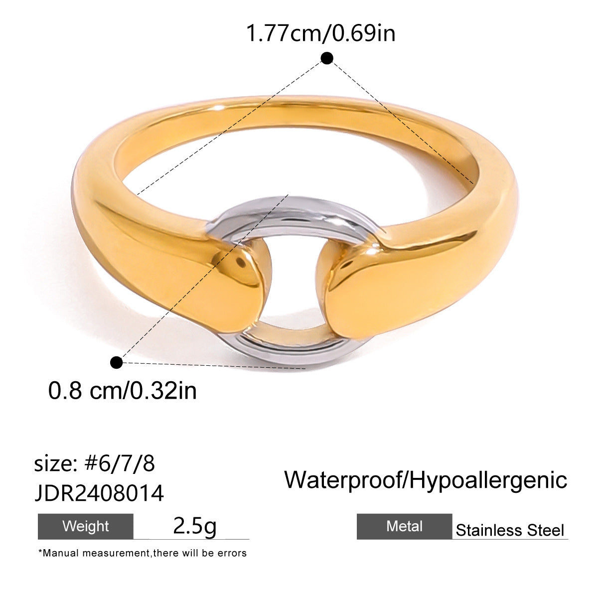 Design Stainless Steel Gold Sier Contrast Color Earrings
