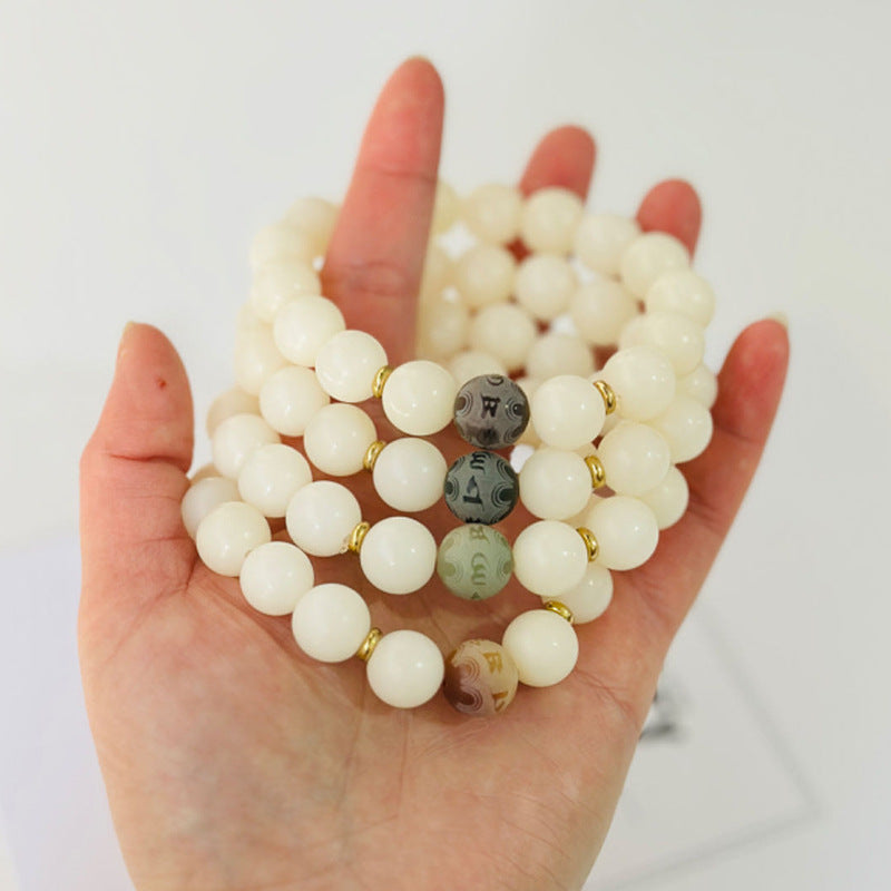 Jade Bodhi Root Beads Lotus Weathering Bracelets