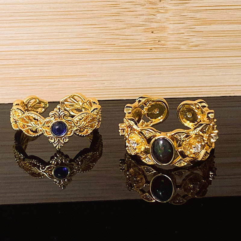 Style Light Luxury Hollow Pleated Stylish Opening Female Niche Rings