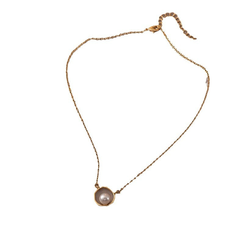 Niche Design Geometric Imitation Pearl Female Cold Wind Temperament Clavicle Necklaces