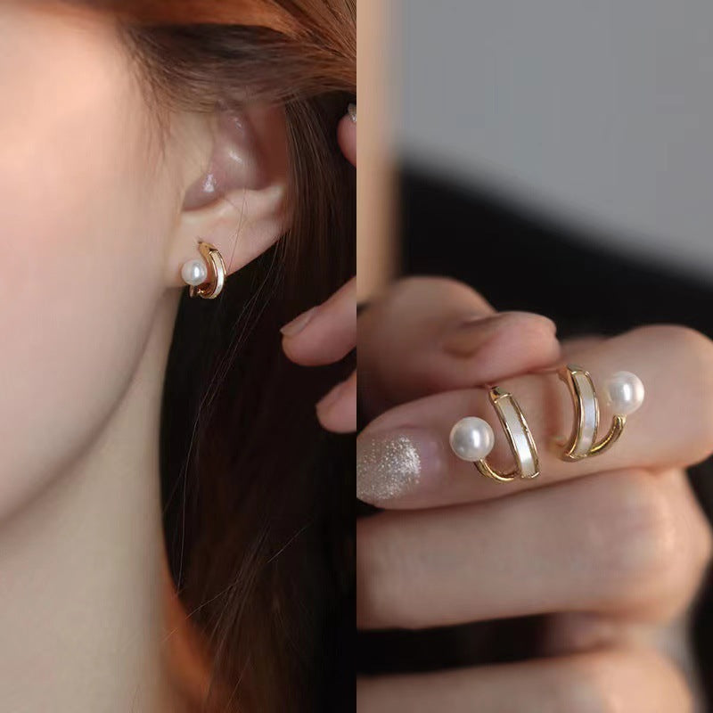 Elegance Retro Small Pearl Simple Exquisite Drip Glazed Fashion Earrings