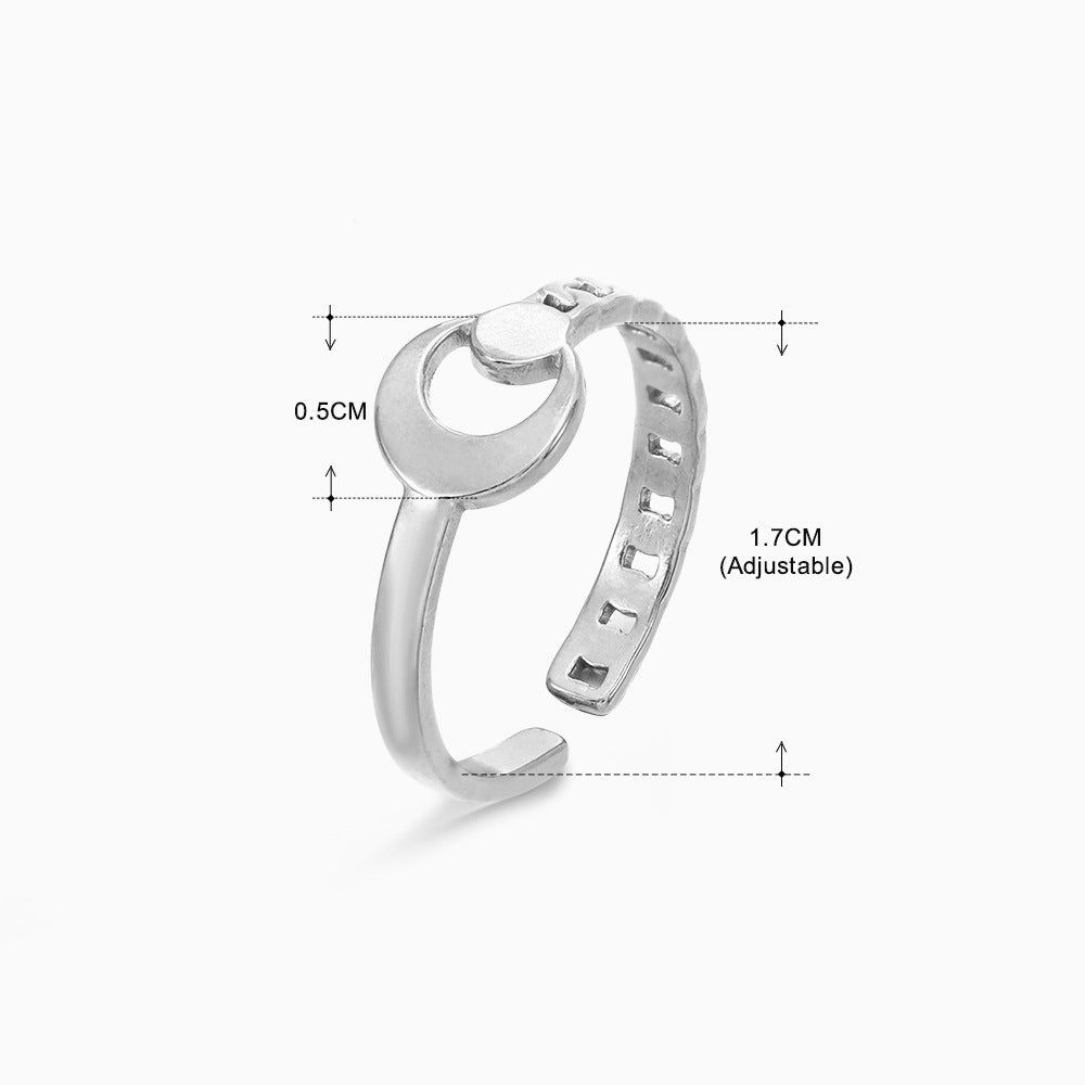Women's Popular Stainless Steel Geometric Ellipse French Retro Rings