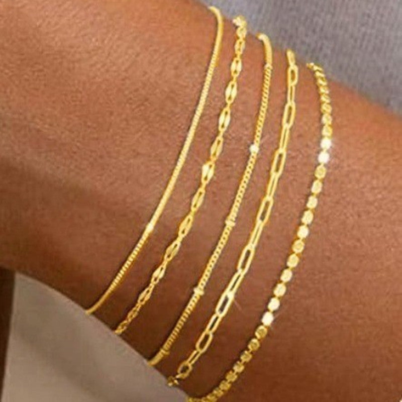 Women's Pcs Set Metal Figaro Chain Suit Bracelets