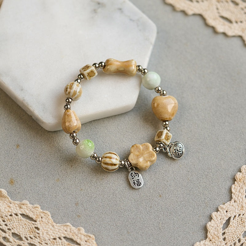Women's Ceramic Yuan Three Strings Niche High Bracelets