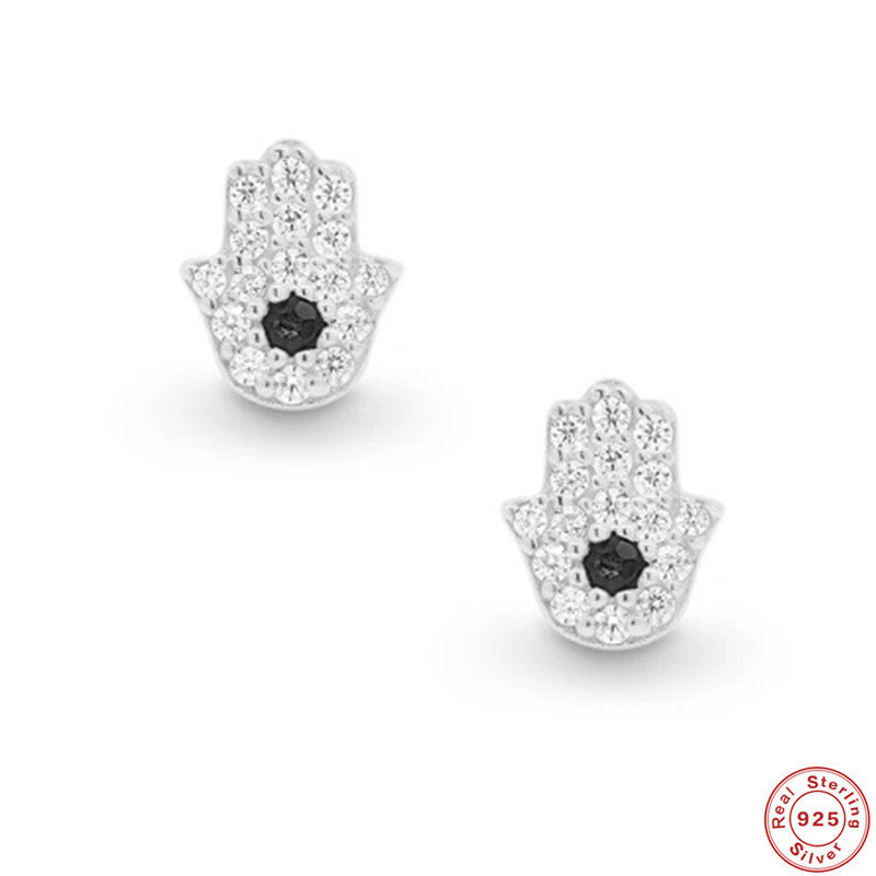 Sier Angel Eyes Black Diamond With Diamonds Earrings