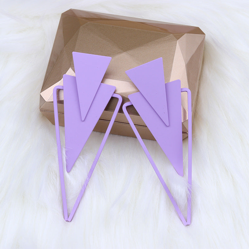 Triangle Stitching Spray Paint High Profile Earrings