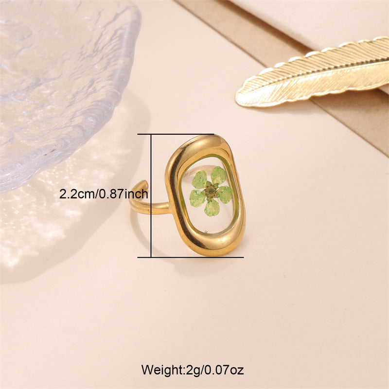 Women's Jewelry Preserved Fresh Flower Series Stainless Steel Design Rings