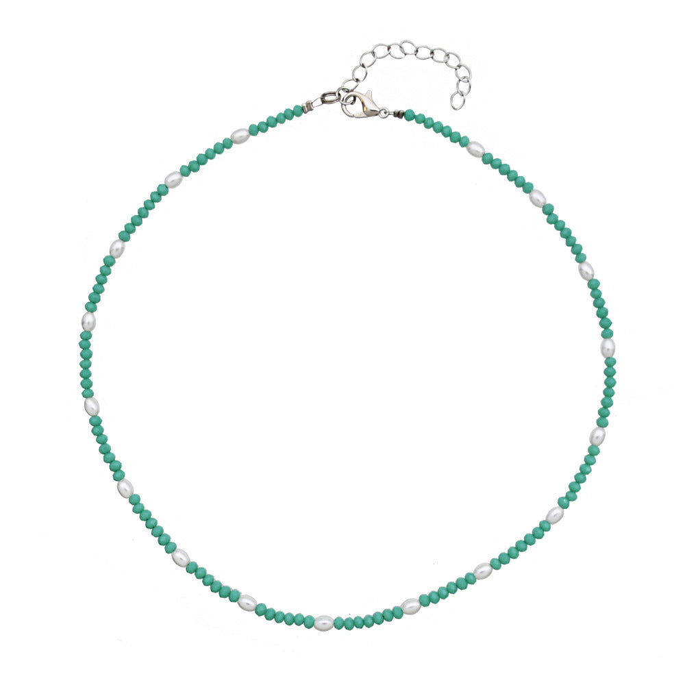 Crystal Clavicle Chain Smiling Face Bead Twin Color Necklaces
