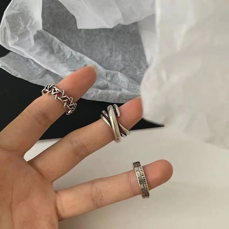Roman Digital Female Korean Style Hip Hop Fashion Open Rings