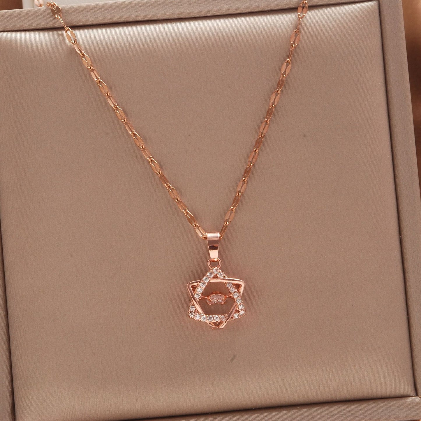 Women's Rose Gold Key Fu Lock Opal Korean Simple Fashion Necklaces
