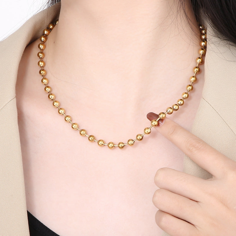 Fashion Simple Stainless Steel Ball Bead Necklaces