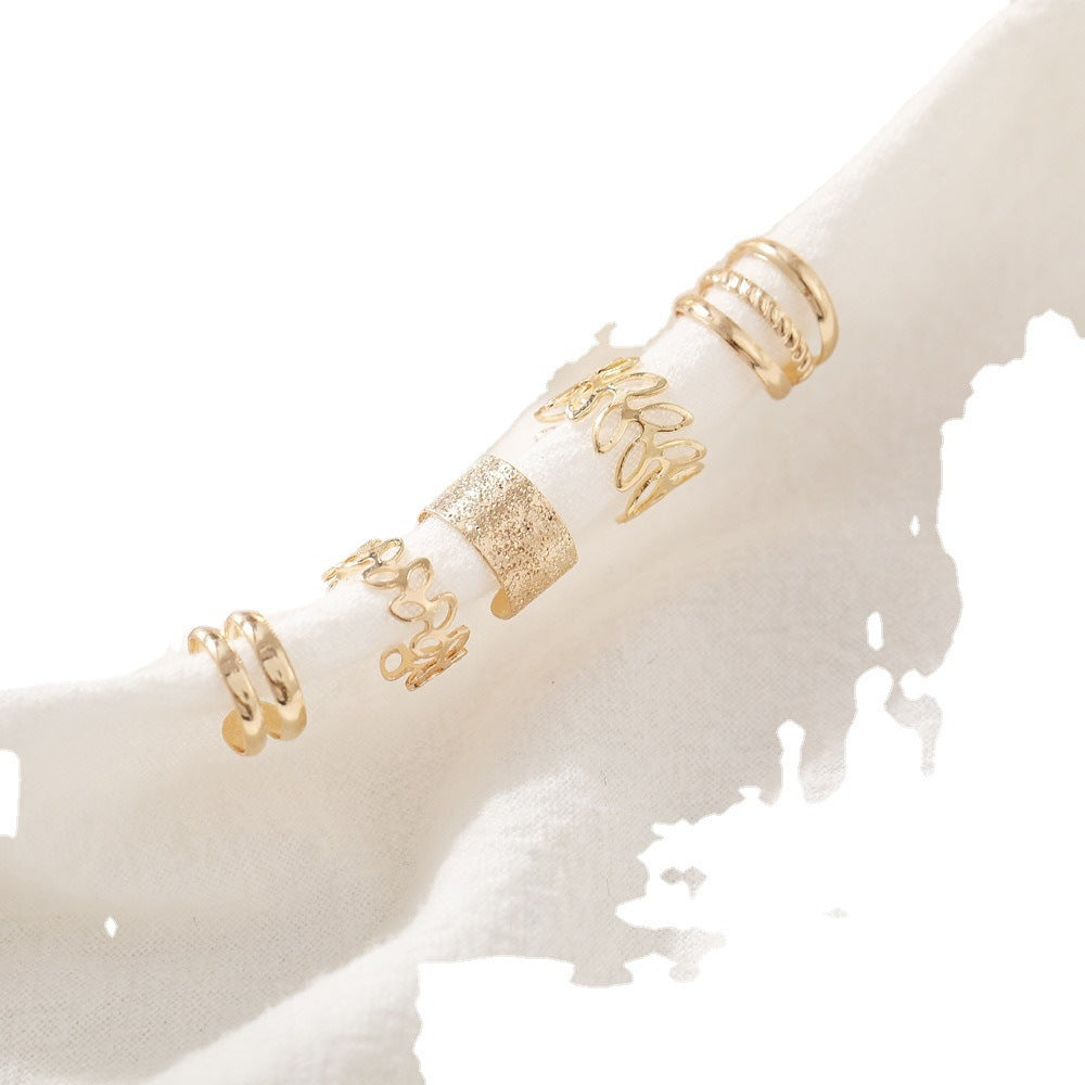 Bone Clip Set Personalized Golden Leaves Earrings