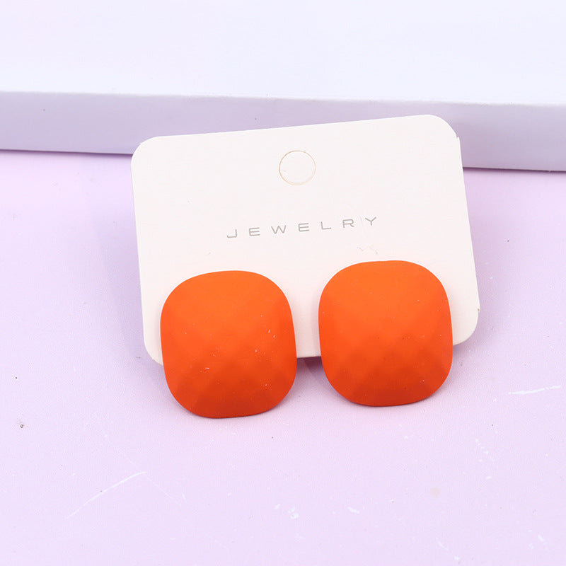 Women's Multilateral Three-dimensional Cut Painted Square Candy Earrings