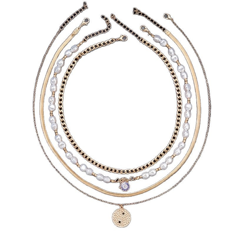 Women's Irregular Pearl Creative Personalized Punk Chain Necklace