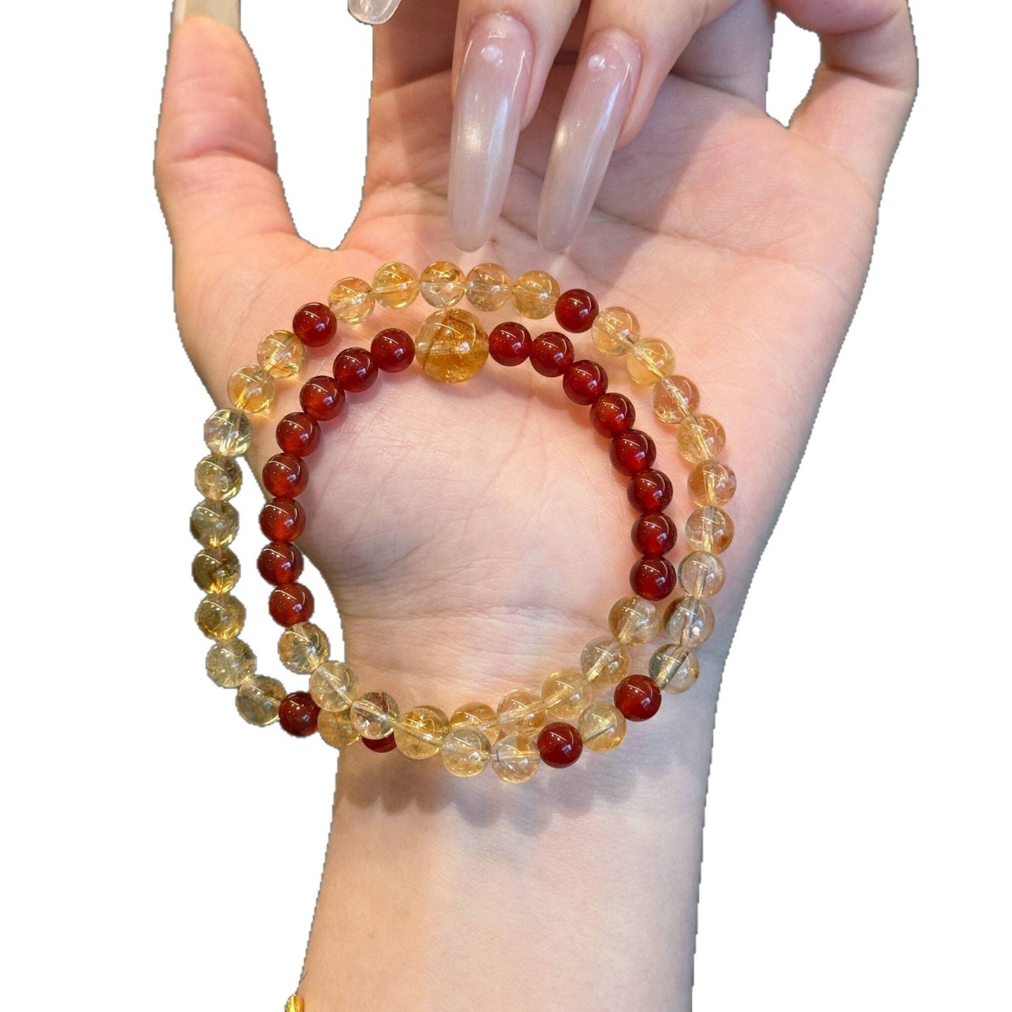 Natural Citrine Crystal Female Chinese Style Red Bracelets