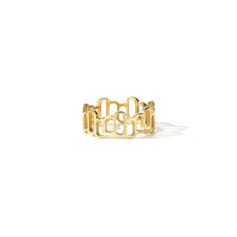 Geometric Hollow Female Simple Fashion Personality Cold Wind Gold Plated Ring