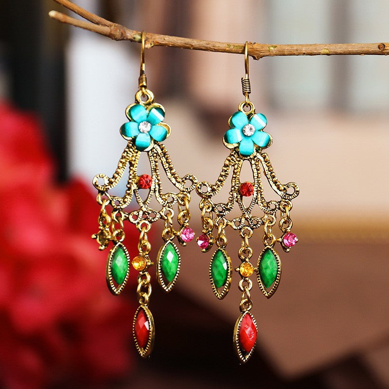 Ethnic Style Your Colorful Vintage Flower Earrings