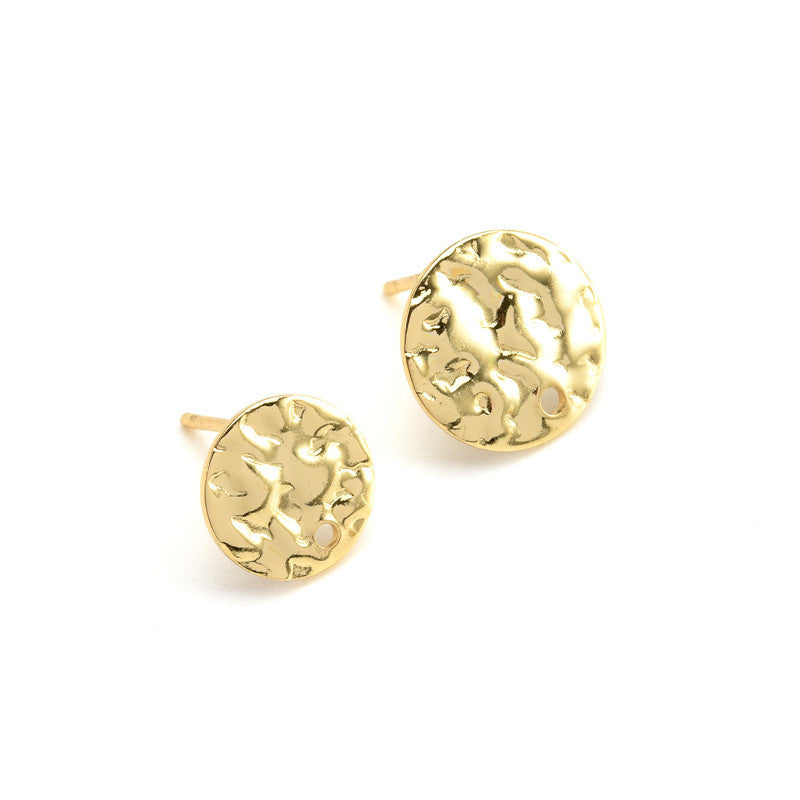 Stainless Steel Geometric Shape Embossed Round Card Ear Earrings