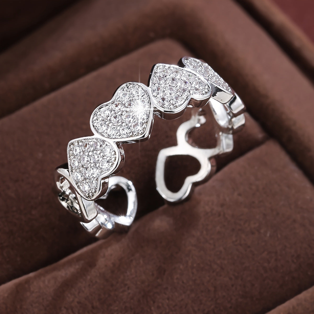 Copper Inlaid Heart-shaped Zircon Peach Heart Fashion Little Finger Couple Rings