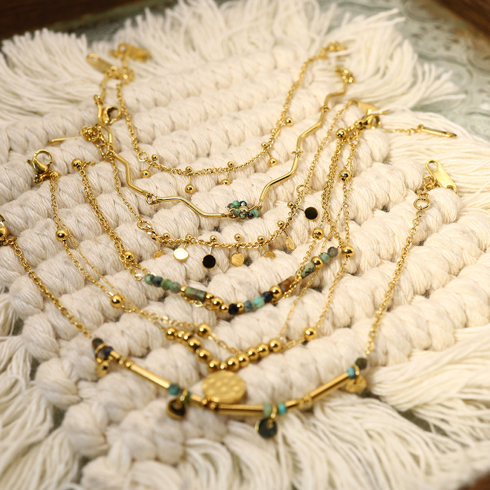 Titanium Steel French Retro Handmade Beaded Light Bracelets