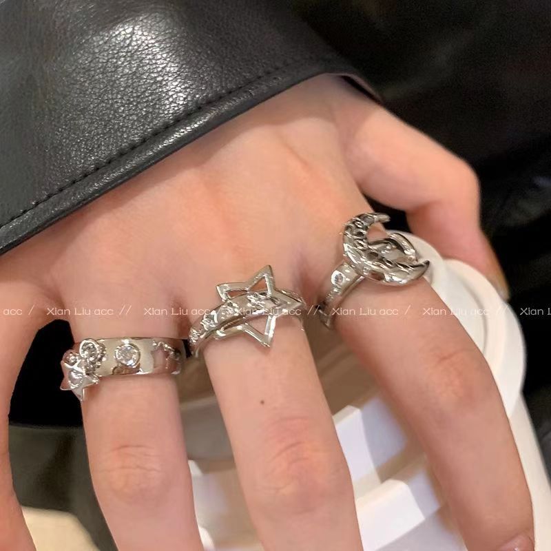 Star Moon Female Design Light Luxury High-grade Cold Style Rings