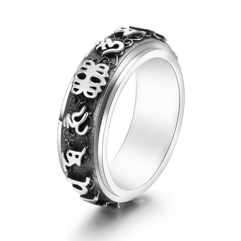 Men's Sier Simple Hip Hop Single Index Ring
