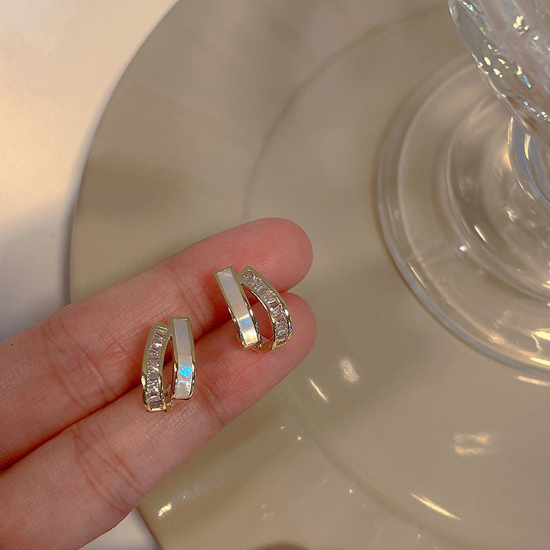 Sier Needle Flower Curved Irregular Pearl Baroque Vintage Earrings