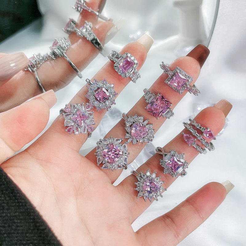 Diamond Love Open-end Zircon Female French Rings