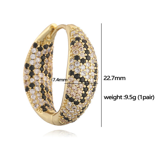 Square Copper Inlaid With Zirconium Leopard Print Female Earrings