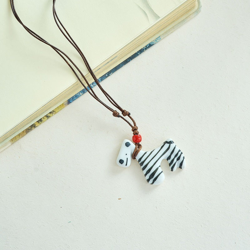 Ceramic Ornament Cute Cartoon Sweater Chain Long Necklaces