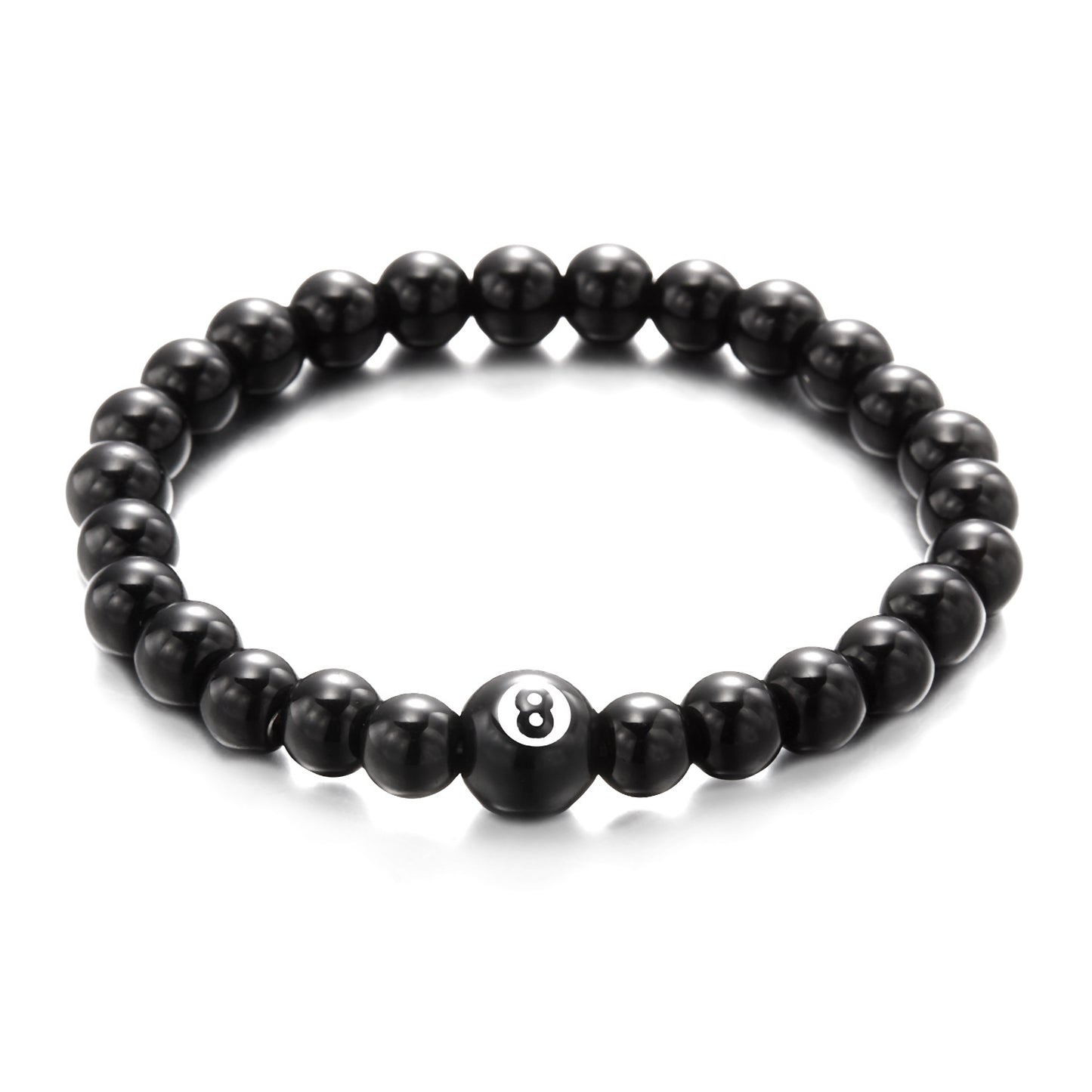 Men's Sports Series Billiards Black Baseball Woven Beads Bracelets