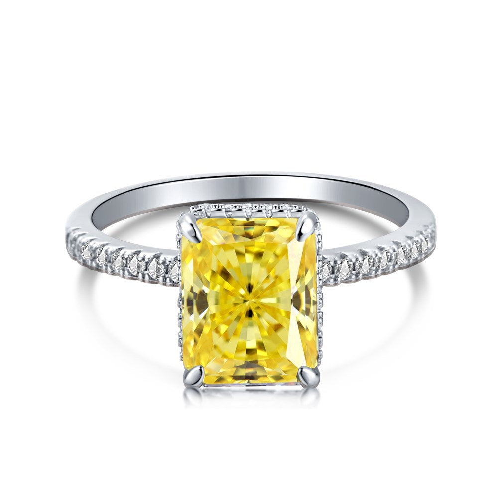 French Style Super Flash Square Diamond Ice Rings