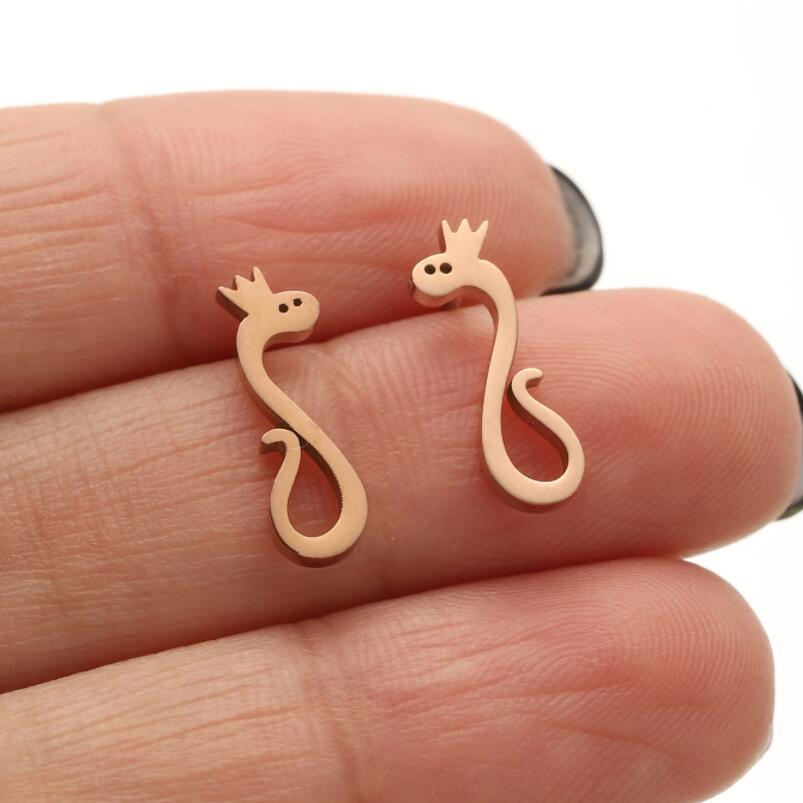 Accessories Stainless Steel Bear Elk Snake Bird Earrings