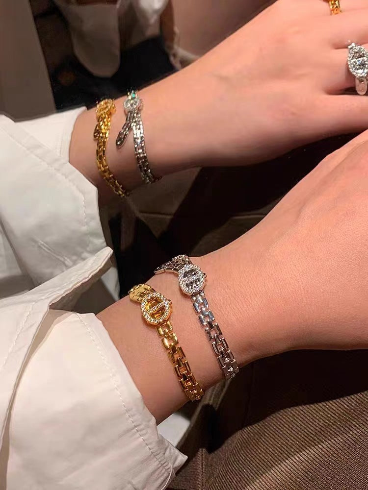 Nose Watch Connecting Shackle Chain Inlaid Zircon Bracelets