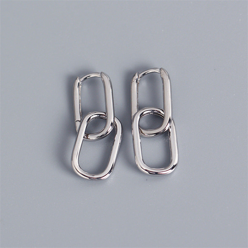 Oval U-shaped Ear Clip Niche Double Design Sense Frosty Style Earrings